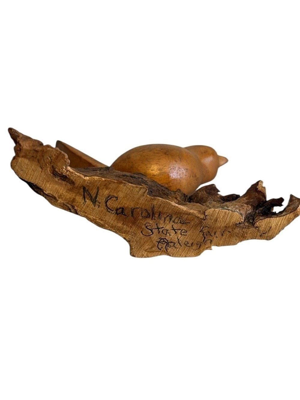 Wooden Bird Sculpture Hand Carved on Driftwood Natural Brown - Picture 5 of 6